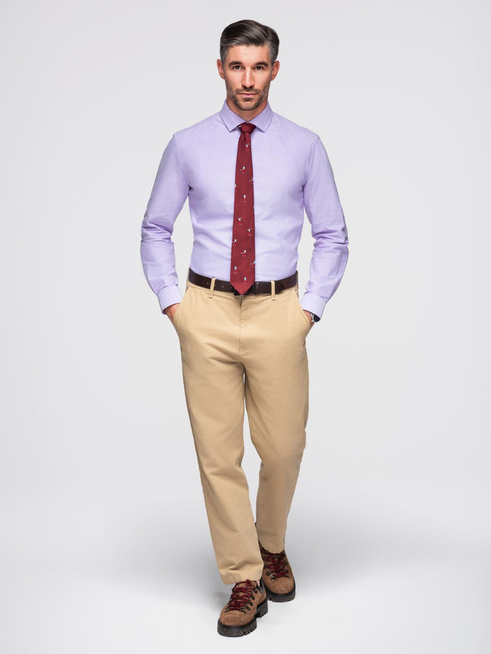 Men's cotton pastel oxford shirt - lavender V2 OM-SHOS-0183