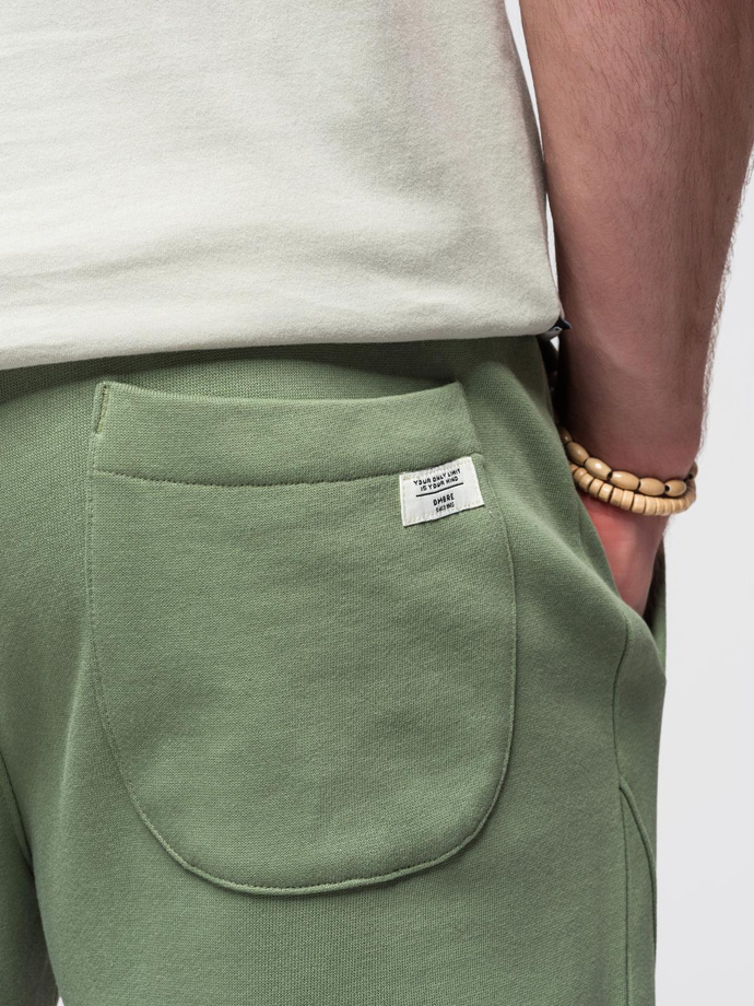Spodnie męskie dresowe typu jogger - zielone V3 OM-PABS-0173