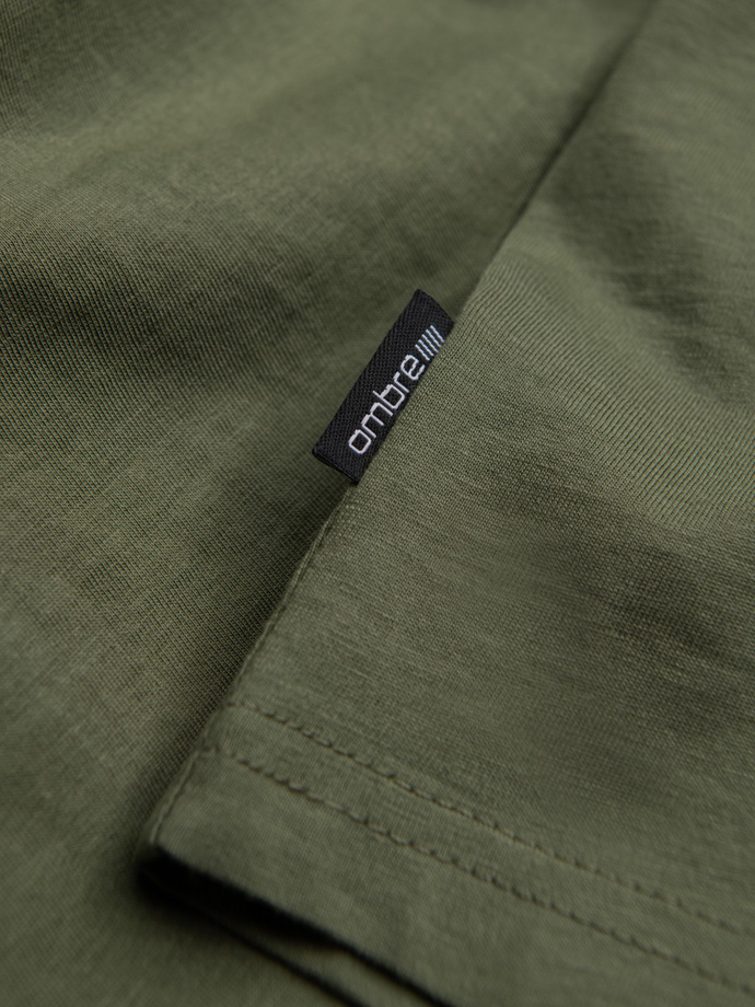 BASIC men's classic cotton T-shirt - khaki V6 OM-TSBS-0146