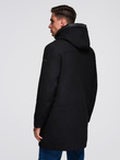 Men's insulated coat with hood and concealed zipper - black V1 OM-COWC-0110