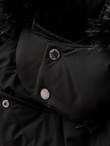 Men's quilted jacket with cut of ramoneski with hood - black V1 OM-JAHP-0252