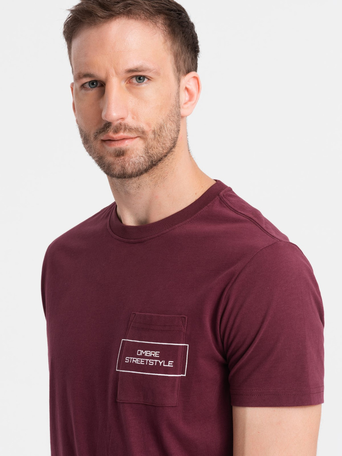 Men's Ombre Streetstyle cotton t-shirt with pocket print - maroon V3 OM-TSCT-0108