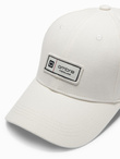 Men's baseball cap with visor and patch - cream V4 OM-ACCS-0103 