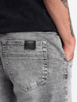 Men's JOGGERS denim pants with rubbing - light grey V4 OM-PADJ-0150