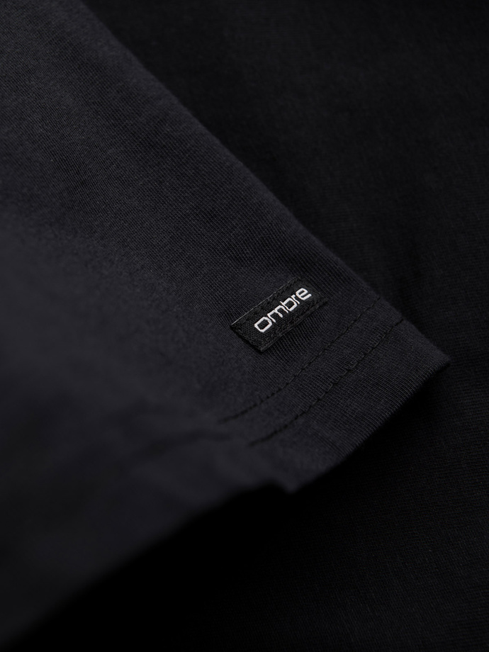 Longsleeve męski z guzikami przy dekolcie - czarny V4 OM-LSCL-0107