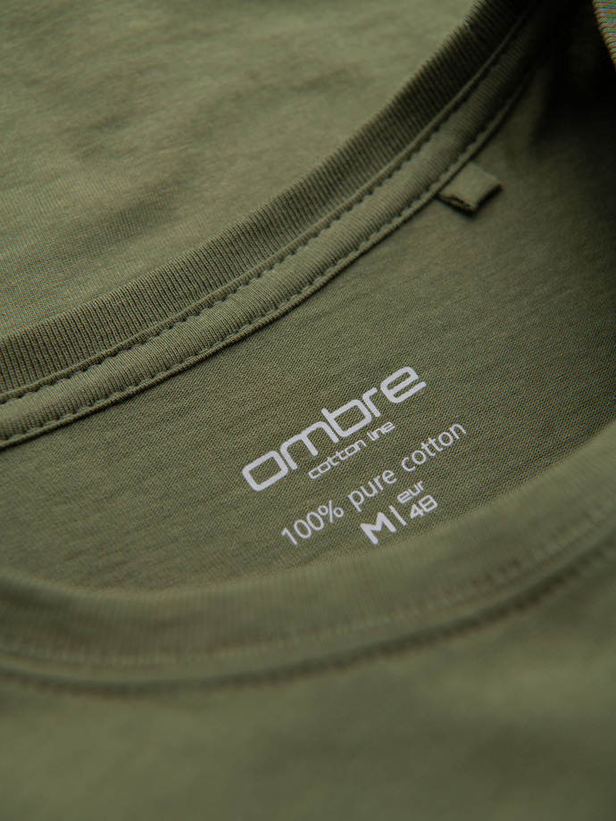 BASIC men's classic cotton T-shirt - khaki V6 OM-TSBS-0236