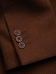 Men's casual blazer with decorative buttons on cuffs - chocolate brown V1 OM-BLZB-0118