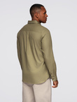 Men's cotton shirt with pocket REGULAR FIT - olive V2 OM-SHCS-0147