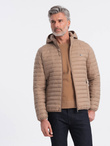 Men's satin-finish bomber jacket with contrasting ribbed cuffs - black V1 OM-JALP-22FW-007