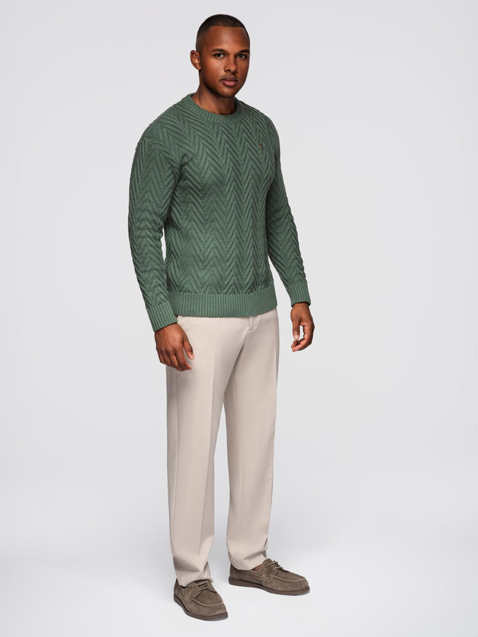 Knitted monochrome men's viscose cardigan - navy blue V1 OM-SWCD-0126