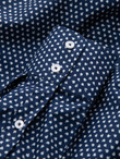 Męska koszula w drobny wzór SLIM FIT - granatowa V1 OM-SHCS-0140