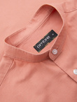Men's linen shirt with collar and pocket REGULAR FIT - peach V1 OM-SHCS-0161