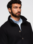 Washed men's sweatshirt with decorative stitching at the neckline - navy blue V4 OM-SSDS-0131