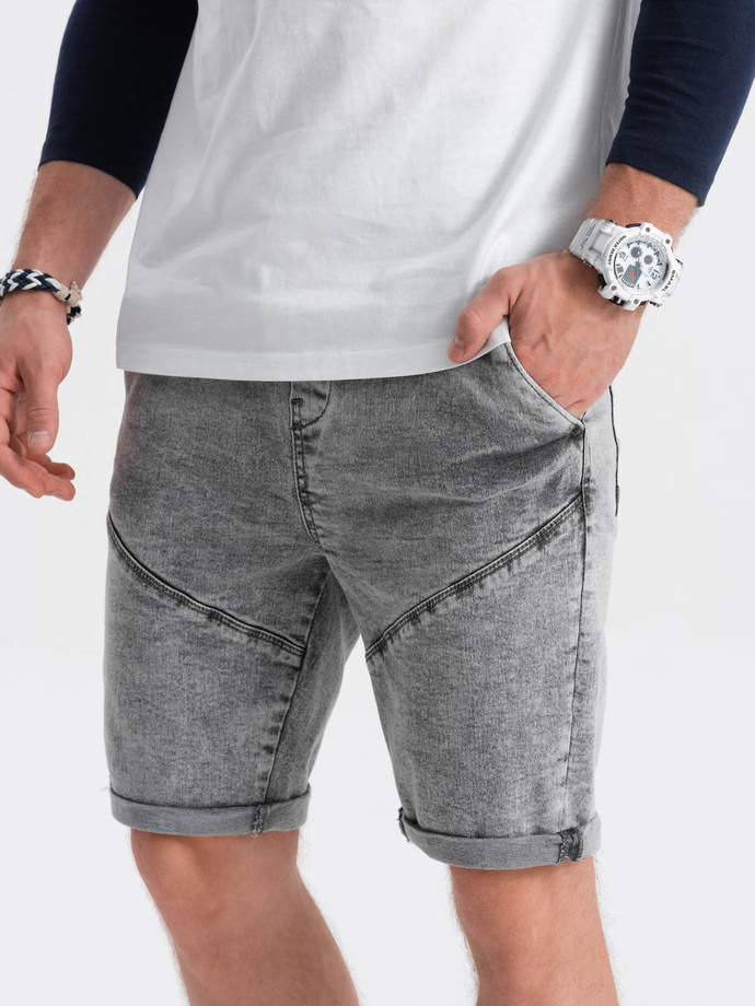 Krótkie spodenki męskie jeansowe - szare V4 W361