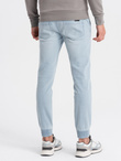 Men's JOGGER denim pants with rubbing - light blue V1 OM-PADJ-0150
