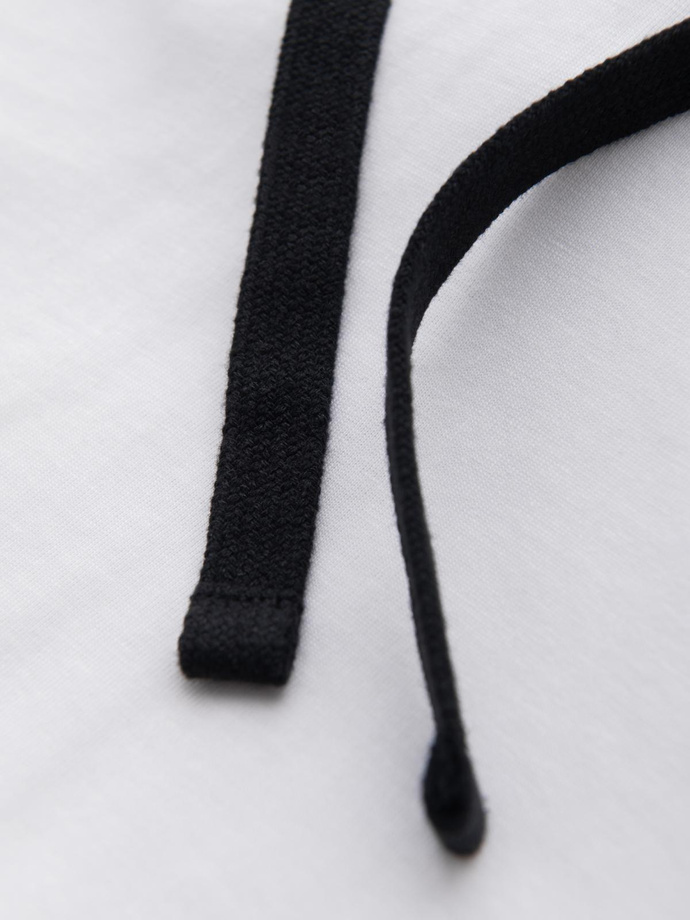 Męski t-shirt bawełniany z kapturem – biały V1 OM-TSCT-0256