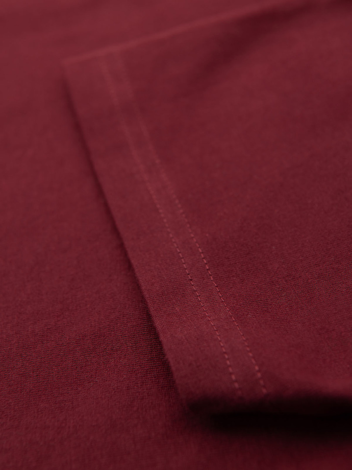 BASIC men's cotton classic tee shirt with a v-neck - maroon V10 OM-TSBS-0237
