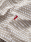 Men's cotton REGULAR FIT shirt with fine stripes - beige V1 OM-SHOS-0170