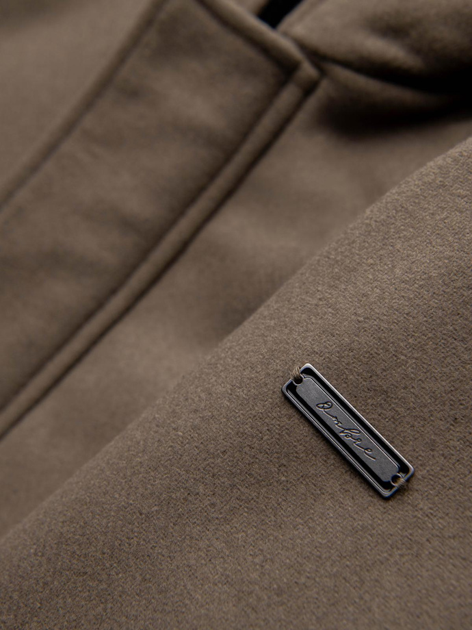 Men's insulated coat with hood and concealed zipper - black V1 OM-COWC-0110
