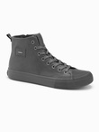 Men's high-top sneakers with decorative toe - gray V2 OM-FOTH-0157