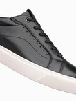 Buty męskie sneakersy ze skóry ekologicznej – czarne V2 OM-FOCS-0179