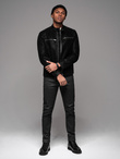 Men's waxed denim SLIM FIT pants - black V3 OM-PADP-0149