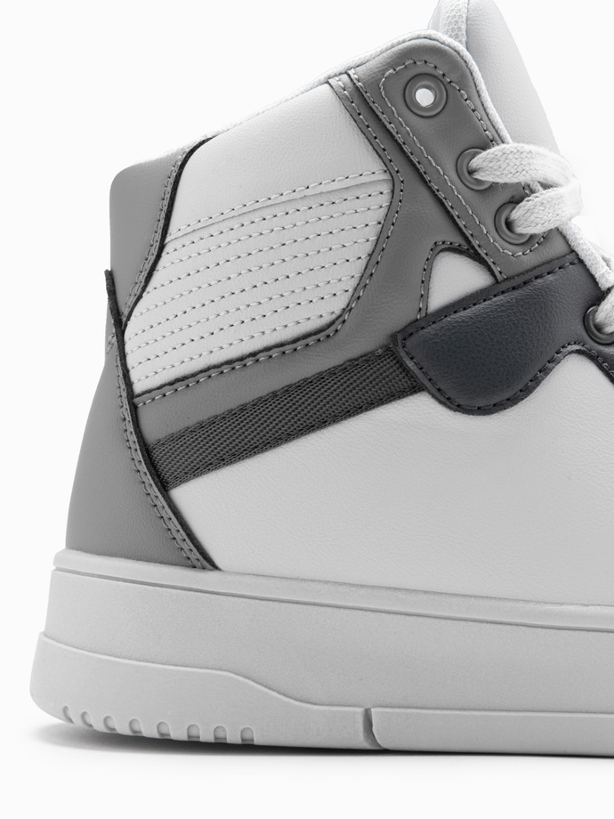 Buty męskie sneakersy z wysoką cholewką – szare V2 OM-FOSH-0139
