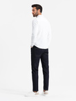 Dzianinowa koszula męska SLIM FIT z długim rękawem – biała V1 OM-SHCS-0177 