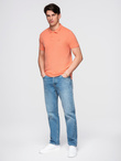 Men's BASIC single color pique knit polo shirt - peach V19 OM-POBS-0100