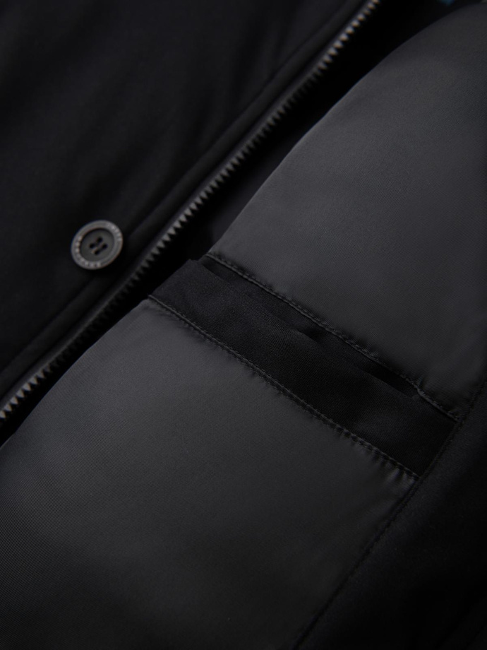 Men's quilted jacket with jacket cut - black V3 OM-JALP-0188