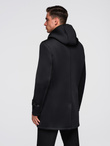 Men's insulated coat with hood and concealed zipper - black V1 OM-COWC-0110