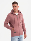 Rozpinana bluza męska dresowa BASIC – ciemnoróżowa V4 OM-SSBZ-0160