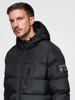 Men's quilted insulated jacket with raglan sleeves - black V4 OM-JAHP-0302