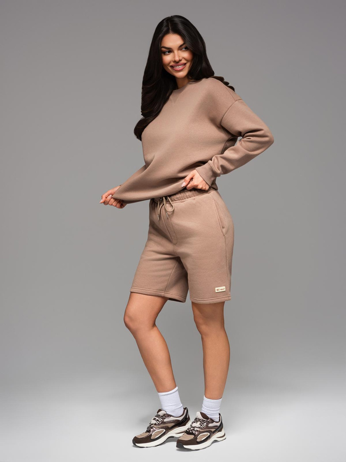 UNISEX tracksuit set sweatshirt + shorts - brown V16 Z108