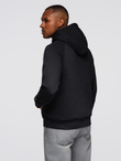 Unbuttoned men's sweatshirt with stand-up collar and hood - black V1 OM-SSZP-0216