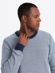 Dzianinowy sweter męski RELAXED FIT we wzory – granatowy V1 OM-SWSW-0111