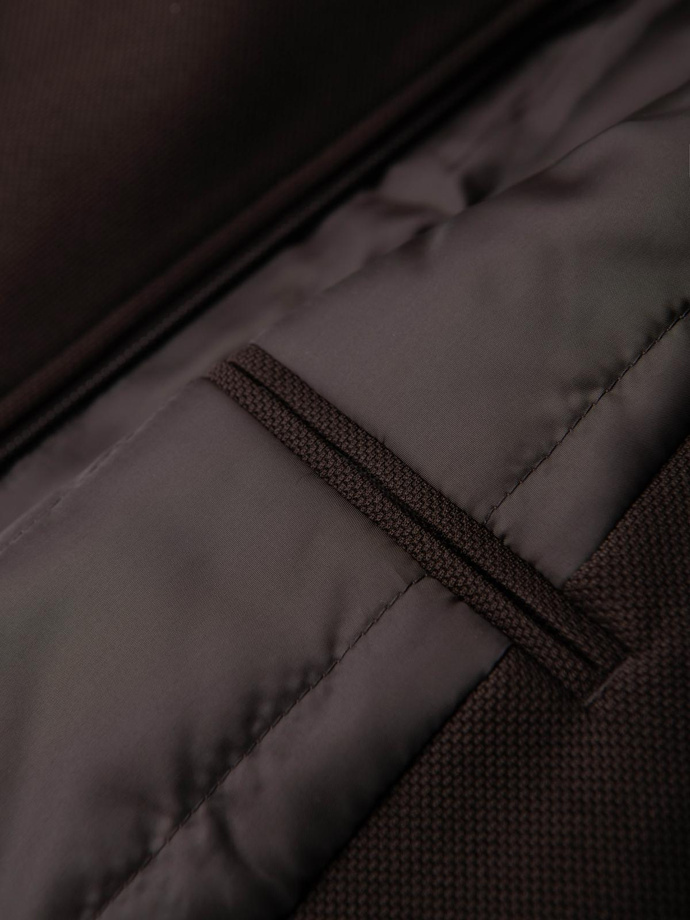 Men's coat with asymmetrical fastening and high collar - light brown V4 OM-COWC-0120