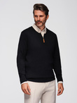Men's sweater with viscose and spread neckline - black V2 OM-SWZS-0124