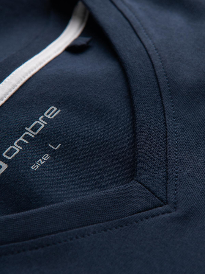 Men's V-NECK T-shirt with elastane - navy blue V2 OM-TSCT-0106