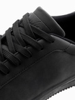 Casualowe jednolite buty męskie z eko nubuku – czarne V4 OM-FOCS-0151
