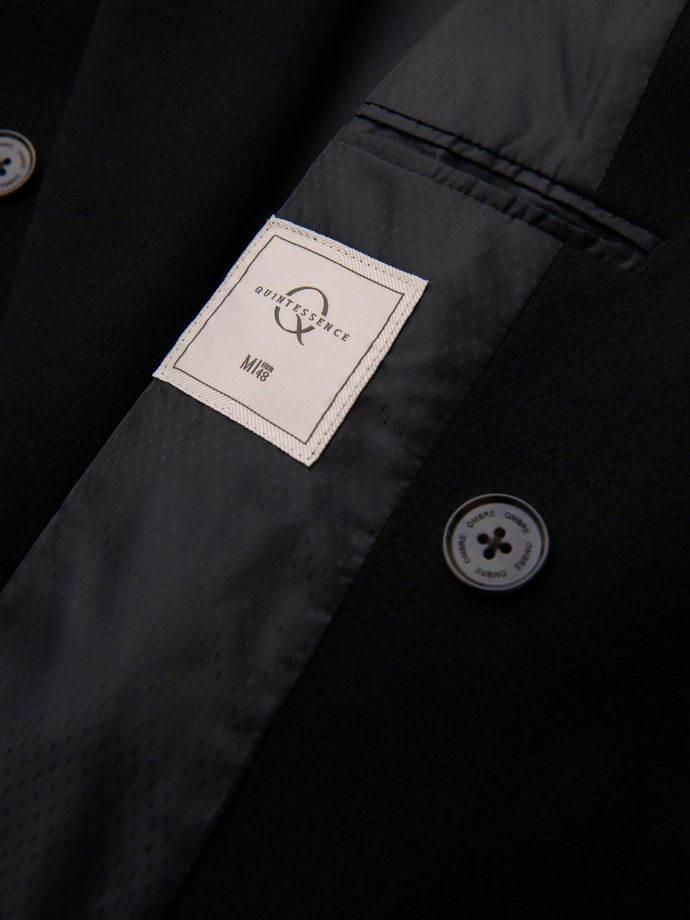 Men's coat with asymmetrical fastening and high collar - light brown V4 OM-COWC-0120