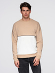 Men's OVERSIZE sweatshirt with contrasting color combination - beige V2 OM-SSNZ-0130