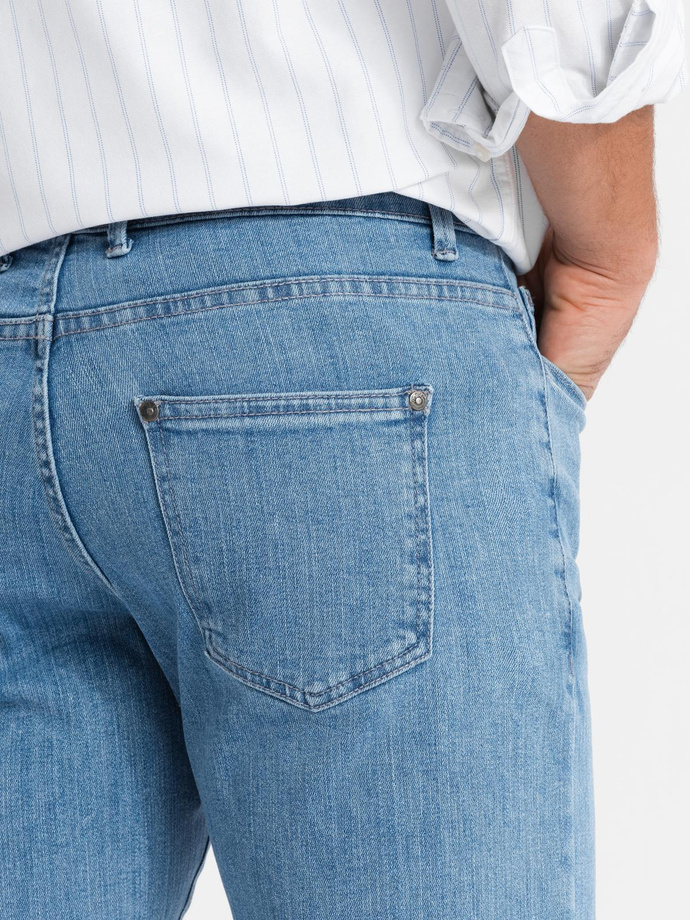 Klasyczne męskie spodnie jeansy SLIM FIT z elastanem – jasnoniebieskie V2 OM-PADP-0216