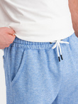 Men's LOOSE FIT melange fabric shorts - light blue V1 OM-SRSK-0116