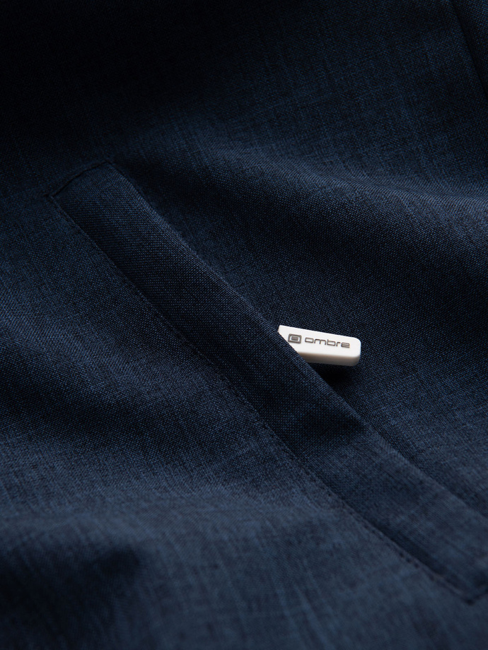 Men's lightweight sports jacket with fleece lining - navy blue V2 OM-JANP-0136