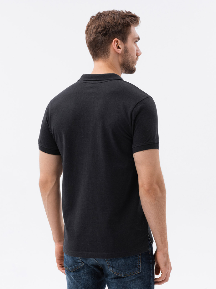 Men's pique knit polo shirt - black V1 S1374