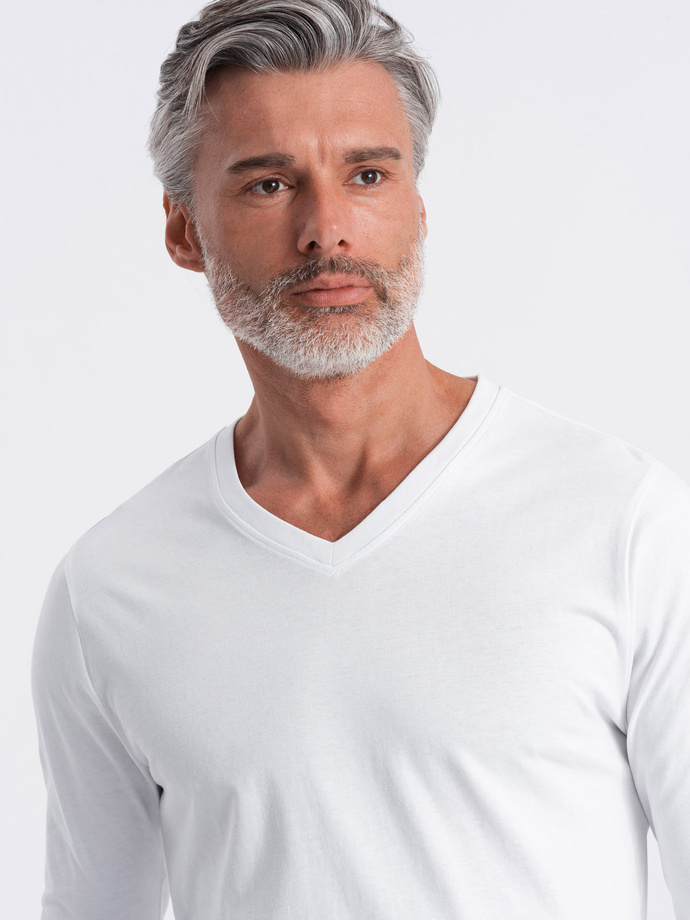 Men's unprinted longsleeve with a crew neckline - white V3 OM-LSBL-0108
