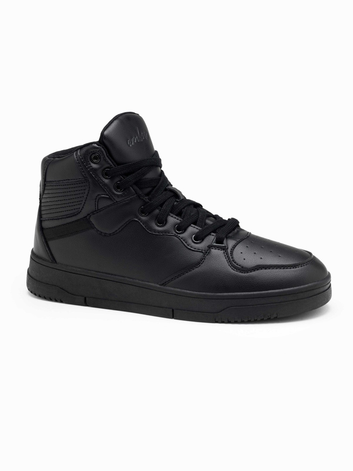 Męskie buty sneakersy z wysoką cholewką – czarne V6 OM-FOSH-0139