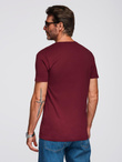 BASIC men's cotton classic tee shirt with a v-neck - maroon V10 OM-TSBS-0237
