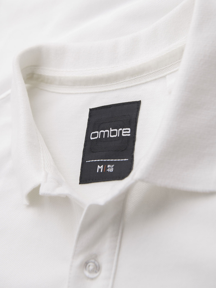 Polo shirt in cotton pique knit - ecru V7 OM-POSS-0103